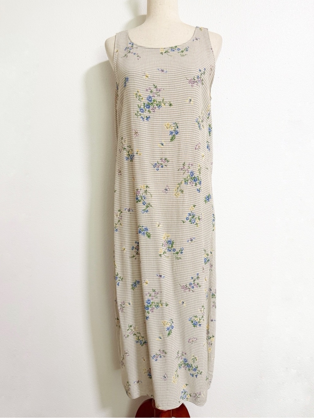 Vintage 90s Hysteria Cottagecore Gingham Plaid Floral Maxi Dress